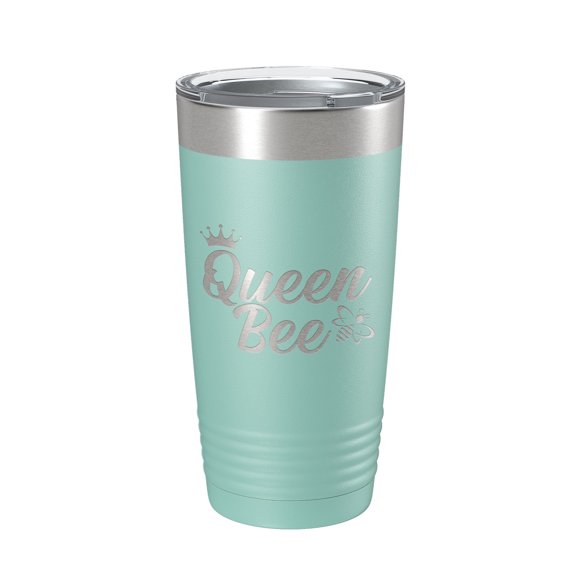 Queen Bee Tumbler Travel Mug Gift Insulated Laser Engraved Coffee Cup 20 oz Teal