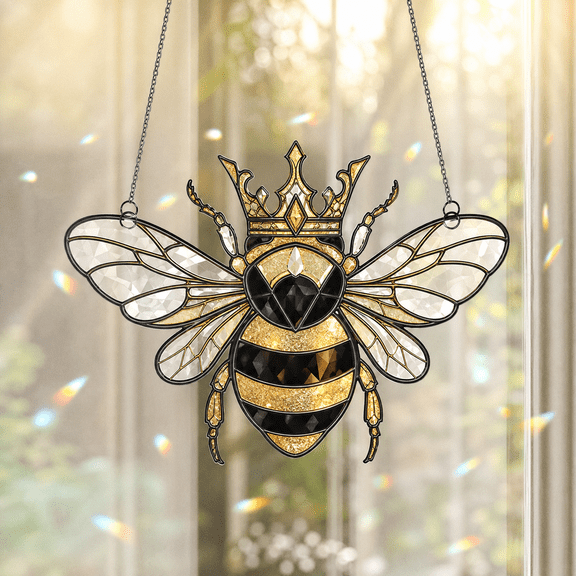 Queen Bee Window Ornament Holographic Acrylic Sun Catcher Remembrance Gift
