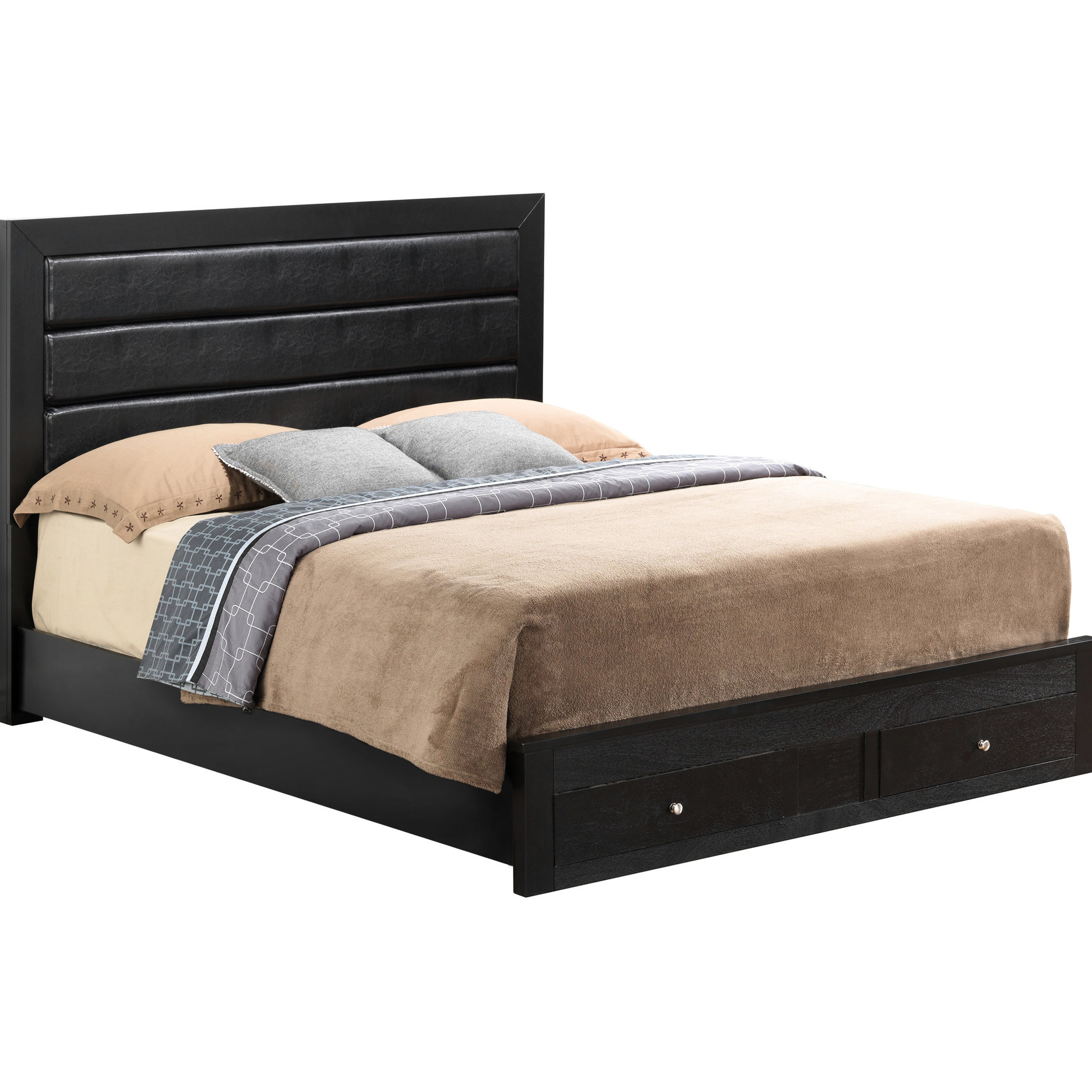 Queen Black Bed with Storage Drawers in Modern Bedrooms, Simple ...