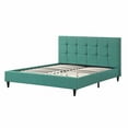 thumbnail image 1 of Queen Blue Modern Upholstered Square Stitched Platform Bed, 1 of 5