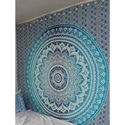 Queen Blue Ombre Tapestry Mandala Art Hippie Wall Hanging Bohemian Bedspread Tapestries 81"x88"