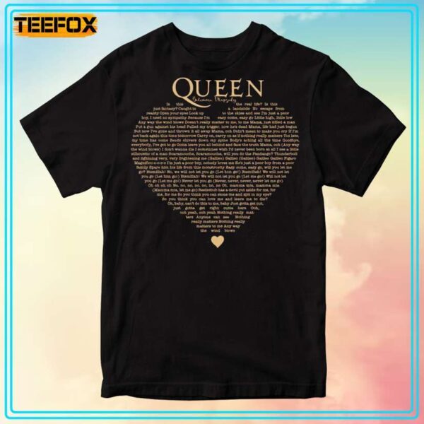 Queen Bohemian Rhapsody Lyrics Band Tshirt