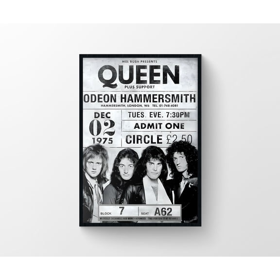 Queen Bohemian Rhapsody Poster, Classic Rock Music Wall Art Print