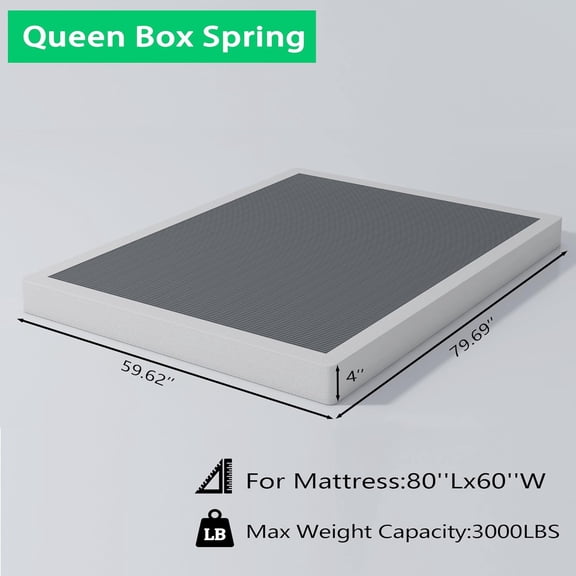 Queen Box Spring 4 Inch Heavy Duty Metal Box Springs Mattress Foundation with Easy Clean Cover, Noise Free, Easy Assembly