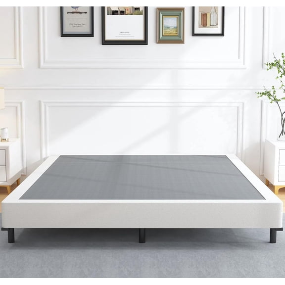 Queen Box Spring 6 Inch Heavy Duty Metal Box Springs Mattress Foundation with Easy Clean Fabric Cover, Noise Free, Easy Assembly