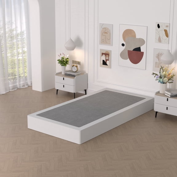 Twin Box Spring, Heavy Duty Metal Mattress Foundation, Low Profile, with Fabric Cover