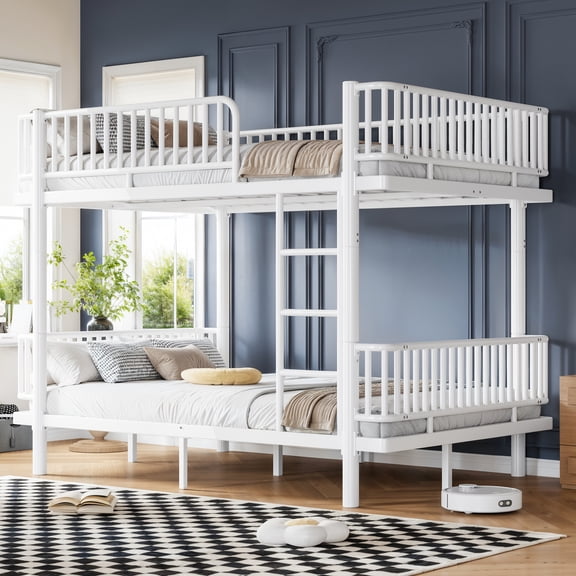 Queen Bunk Bed, Long-Term Performance, Bed Combines Space-Saving Design, Upgraded Round-Pipe Metal Frame, for Bedroom