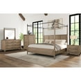 thumbnail image 1 of Queen Canopy Bedroom With Custom Hardware: 2 Drawer Nightstand, Modern Dresser, Poster Mirror, Door Chest, Sand Finish, Metal Accents, Felt & Lined Drawers, Solid Wood + 5 : Bed, 2 Nightstand Port,, 1 of 5