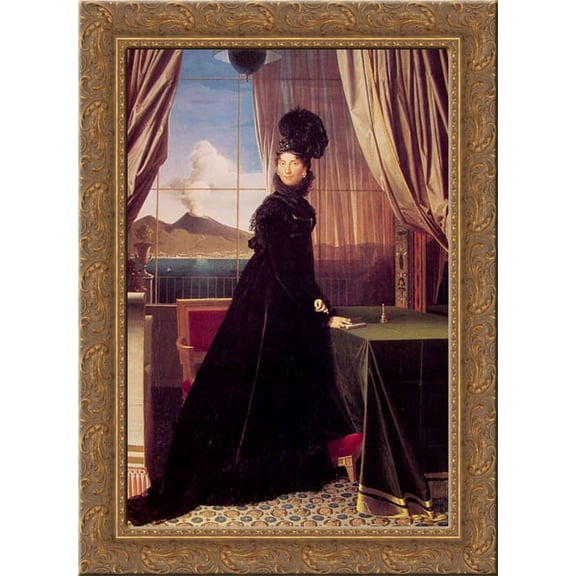 Queen Caroline Murat 19x24 Gold Ornate Wood Framed Canvas Art by Ingres, Jean Auguste Dominique