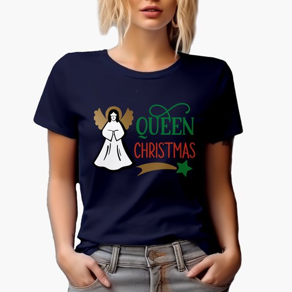Queen Christmas Magical Holiday Season Gift Idea, Navy Blue T-Shirt, Small