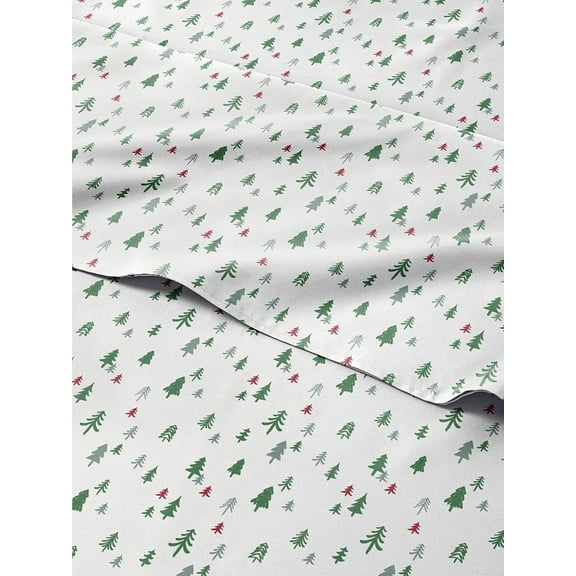 Queen Christmas Trees Sheet Set - Holiday Xmas Pattern Bedding Set - Deep Pockets - Snug Fit - 4 Piece - Wrinkle Free & Easy Care - Comfy Festive Winter - Holiday Sheets for Women, Men, Kids & Teens