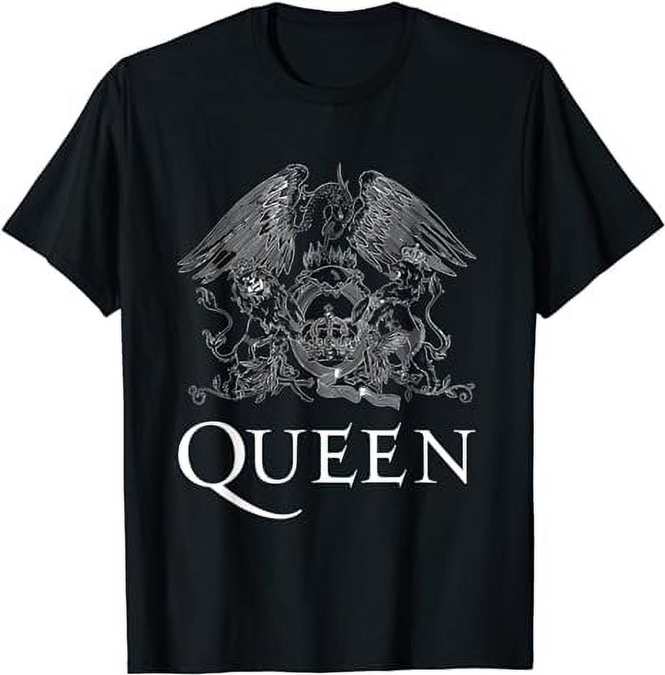 Official Queen Band T-Shirt - Women's 3/4 Sleeve Raglan Tee With Classic Crest Logo, Black - View #5