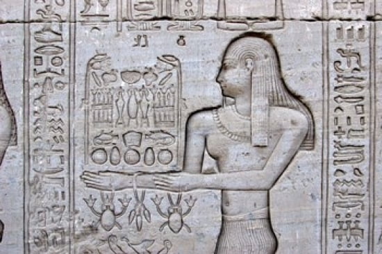 Queen Cleopatra and Stone Carved Hieroglyphics Egypt Canvas Art - Michele Molinari DanitaDelimont (18 x 12)