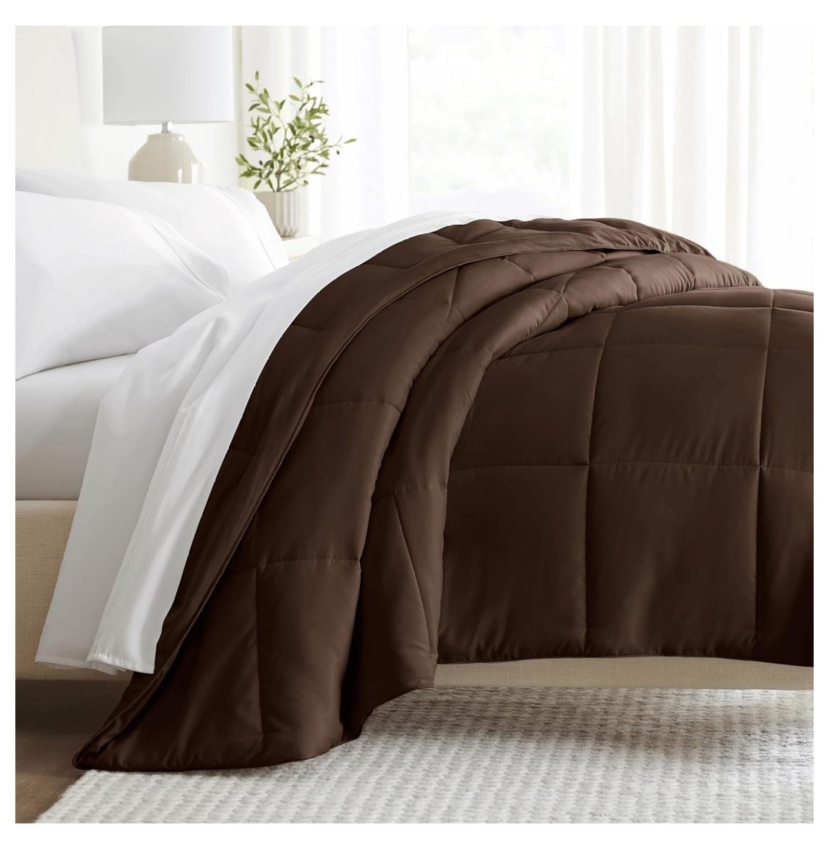 Queen Comforter (1 Piece - Chocolate) - Bring Luxury Home with Our Soft and Lightweight Down Alternative Comforters Queen Size - Can Also fit as Comforter Full Size Queen/Full