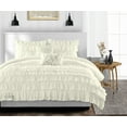 thumbnail image 1 of Queen Comforter Multi Ruffle Ivory 300 GSM Plush Siliconized Microfiber Fill Duvet Insert With 1000 Thread Count Egyptian Cotton Shell Fluffy with Piping & Pillowcases, 1 of 8