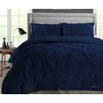 thumbnail image 1 of Queen Comforter Pinch Nayy Blue 300 GSM Plush Siliconized Microfiber Fill Duvet Insert With 1000 Thread Count Egyptian Cotton Shell Fluffy Soft with Premium Piping & Matching Pillowcases, 1 of 8