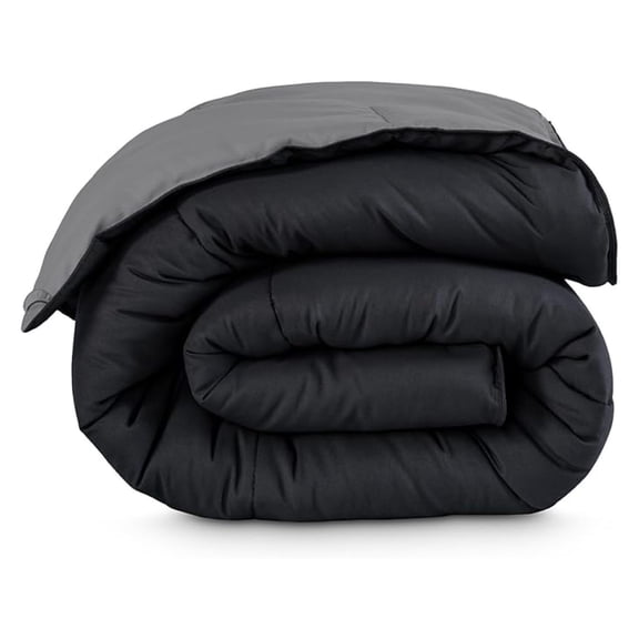 Queen Comforter - Reversible Colors - Goose Down - Ultra-Soft - Premium 1800 Series - All Season Warmth - Bedding Comforter (Queen, Black/Grey)