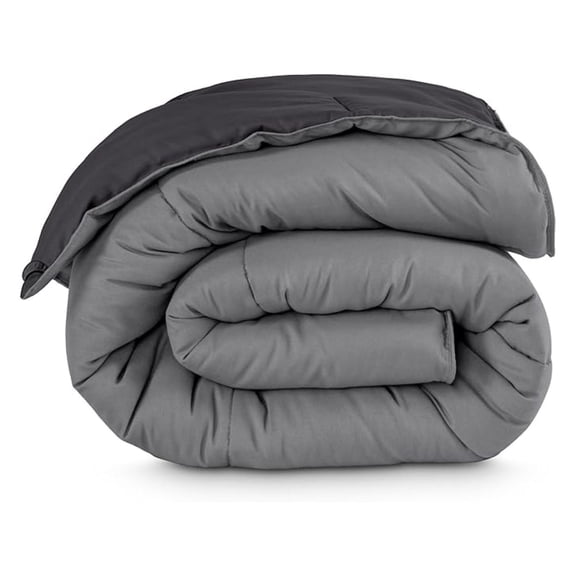 Queen Comforter - Reversible Colors - Goose Down - Ultra-Soft - Premium 1800 Series - All Season Warmth - Bedding Comforter (Queen, Grey/Forged Iron Grey)