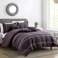 thumbnail image 1 of Queen Comforter Set 7 Piece Soft Luxurious Brushed Microfiber Mauve Purple White Embroidered Bedding with Decorative Pillows & Shams-Maria (Queen (7 Piece)), 1 of 3