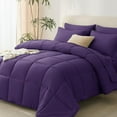 thumbnail image 1 of Queen Comforter Set - 7 Pieces Bed in a Bag Queen, Complete Bedding Sets Bed Set for All Season with Comforter, Flat Sheets, Fitted Sheet, Pillowcases & Shams Purple, 1 of 12