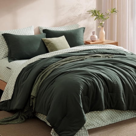 Queen Comforter Set - 7 Pieces Deep Forest Prewashed Bed in a Bag