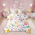 thumbnail image 1 of Queen Comforter Set - 7 Pieces Floral Dog Bedding Sets Queen Bed in a Bag with Reversible Golden Retriever Puppy Comforter, Sheets, Pillowcases & Shams,Animal Reversible Bed Sets, 1 of 5