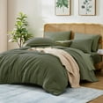 thumbnail image 1 of Queen Comforter Set- 7 Pieces Soft Olive Green Bed in a Bag with Fitted Sheet, Flat Sheet, 2 Pillow Shams, and 2 Pillowcases- Warm Bedding Sets Queen for All Season, 1 of 14