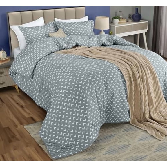 Queen Comforter Set Arrow White, Printed Comforters Queen Size, 3 Piece Lightweight All Season Down Alternative Bedding Set with 1 Comforter (88 x 88 In) and 2 Pillow Shams (20 x 26 In)