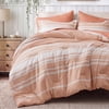 U by Bedsure Queen Comforter Set Burnt Orange, 7 Pieces Reversible Bed in a Bag, Striped Bedding Set, All-Season