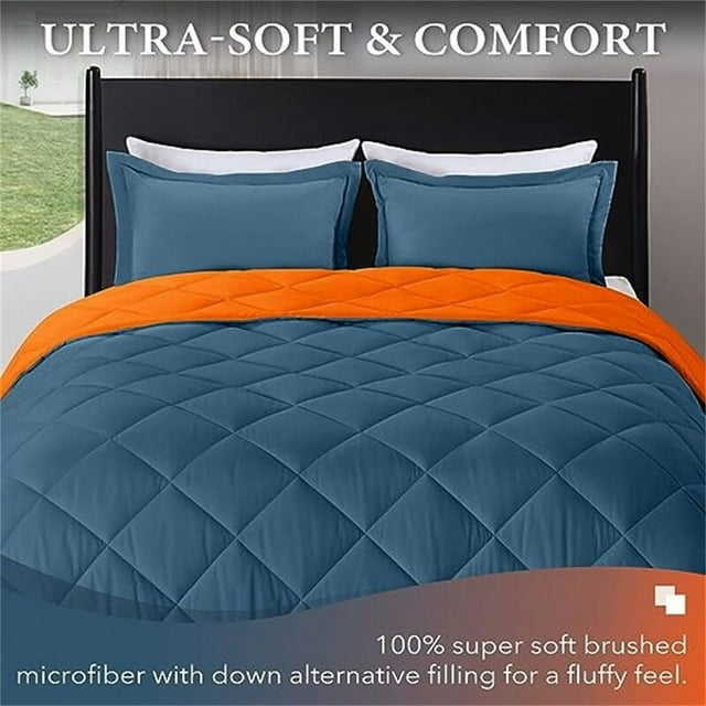 Queen Comforter Set Farbees Blue/Orange - Queen