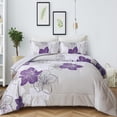 thumbnail image 1 of Floral Bohemian Comforter Queen Size,3Pcs Purple Flowers Bedding Set Adult(90"x90"), 1 of 6