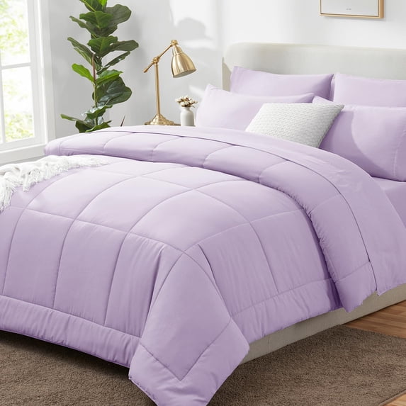 Queen Comforter Set, Grey 7 Pieces Bed in a Bag All Season Bedding, with Stitch Quilted Comforter Flat Sheet Fitted Sheet Pillowcases