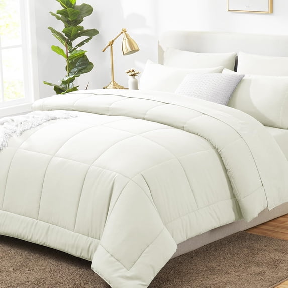 Queen Comforter Set, Grey 7 Pieces Bed in a Bag All Season Bedding, with Stitch Quilted Comforter Flat Sheet Fitted Sheet Pillowcases
