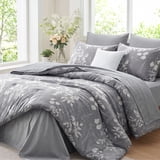 U by Bedsure Queen Comforter Set Grey, Bed in a Bag Queen Size Bedding — free download