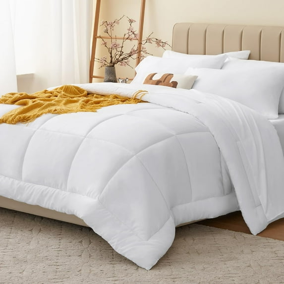 Queen Comforter Set, Navy 7 Pieces Bed in a Bag All Season Bedding, with Stitch Quilted Comforter Flat Sheet Fitted Sheet Pillowcases