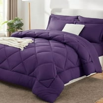 Queen Comforter Set Purple - Bed in a Bag Queen Size 7 Pieces, Luxury Soft Bed Set for All Seasons, Bedding Set with Down Alternative Comforter, Sheets, Pillowcases & Shams