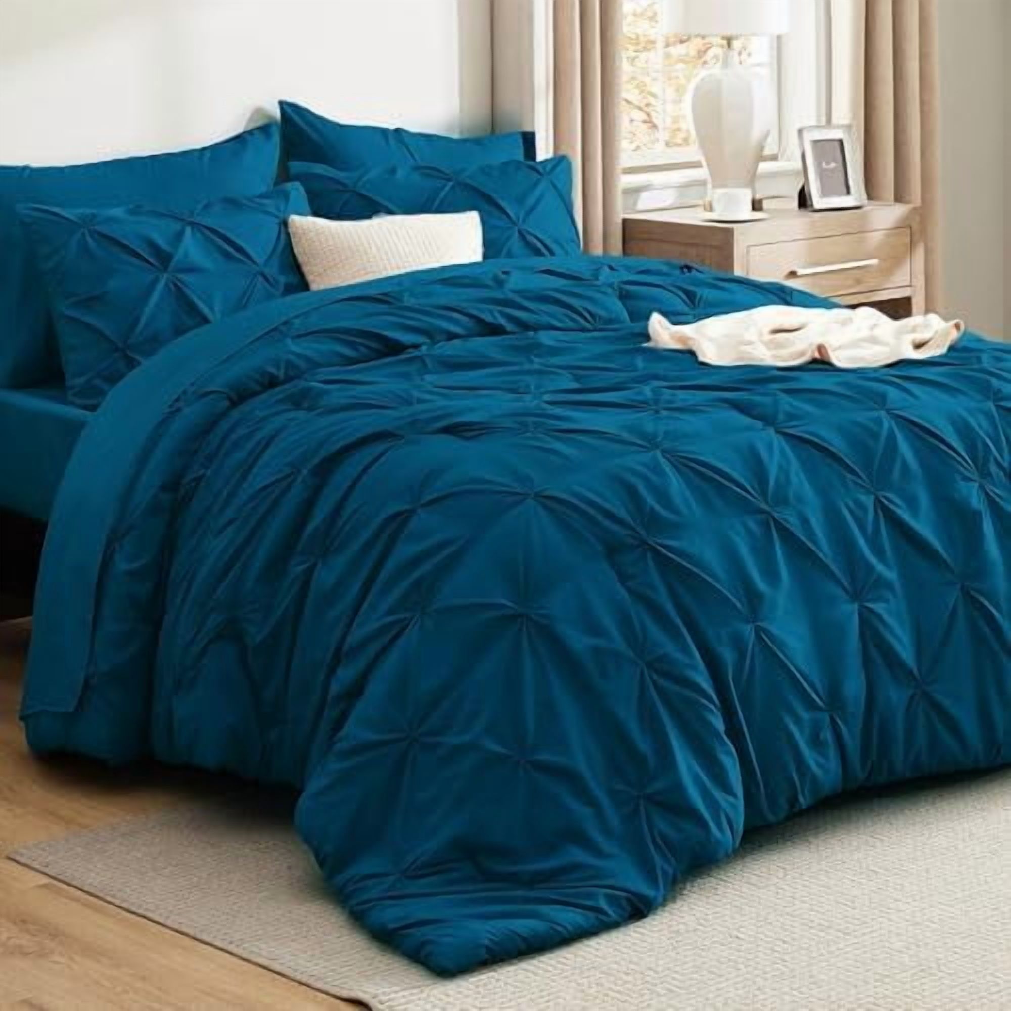 Queen Comforter Set Teal - Bed in a Bag Queen Size Bedding 7 Pieces ...