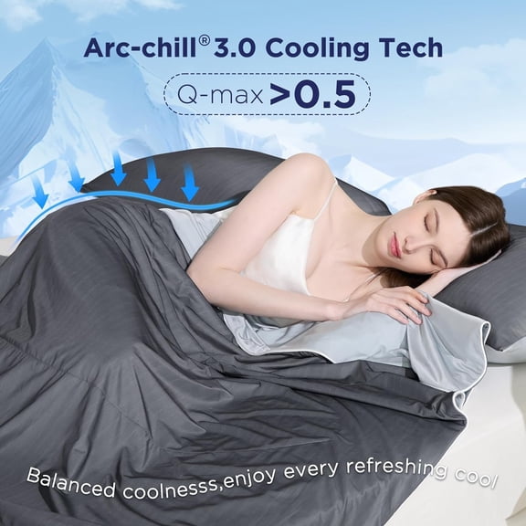 Queen Cooling Comforter for Hot Sleepers, Arc-Chill 3.0 Cool-to-Touch Fabric with Breathable Air Mesh Filling, Lightweight All-Season Temperature-Regulating Cooling Blanket Quilt, Grey