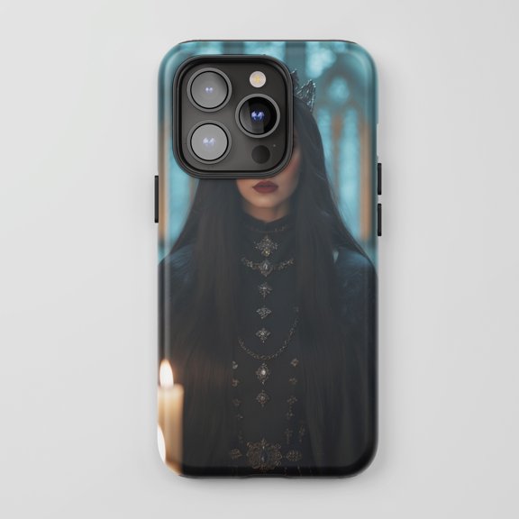 Queen Crown Gothic Phone Case for All iPhone Series Protective Phone Case Dark Fantasy Blue