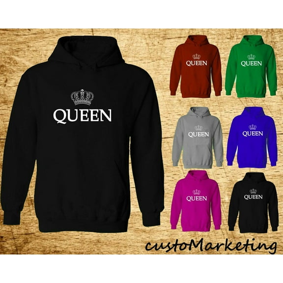 Queen Crown Women's Hoodie Best Party Sweatshirt Color Black Small