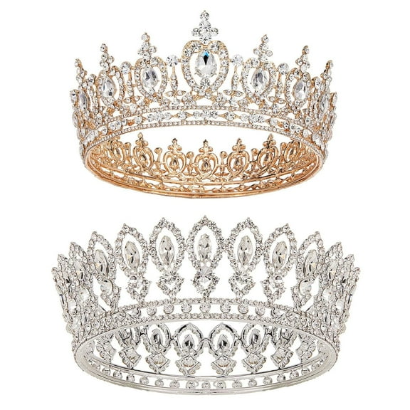 Queen Crowns for Women, Crystal Wedding Crown for Bride, Baroque Tiara for Quinceanera Pageant Birthday Crown Hair Accessories Christmas Gift, Silver