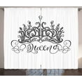 thumbnail image 1 of Ambesonne Queen Curtains 2 Panel Set, Crown Lettering Baroque, 108" x 63", Black and White, 1 of 3