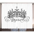 thumbnail image 1 of Ambesonne Queen Curtains 2 Panel Set, Crown Lettering Baroque, 108" x 84", Black and White, 1 of 3