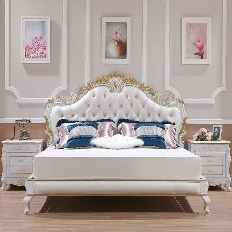 Queen Designer European Double Bed Modern Whitr Royal Bedframe King
