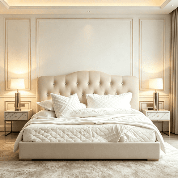 Queen Diamond Tufted Upholstered Headboard, Sturdy and Durable Solid Wood Headboard, Fabric Headboard with Adjustable Height, Modern Button Diamond Design Head Board, Beige
