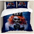 thumbnail image 1 of Queen Duvet Cover Set, Queen of Death Scary Body Art Halloween Evil Face Bizarre Make up Zombie, Decorative 3 Piece Bedding Set with 2 Pillow Shams, Queen Size, Navy Blue Orange Black, by Ambesonne, 1 of 3
