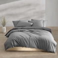 thumbnail image 1 of - Queen Duvet Cover Set, Modern Cotton Washed Percale Bedding with Matching Shams, Cozy Home Decor, Oeko-Tex Certified (Washed Percale Graphite, Queen), 1 of 7