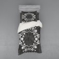 thumbnail image 1 of Queen Duvet Cover Set, Victorian Antique Circular Flora with Crown Vintage Grunge Rusted Royal, Bedding Set with Shams and Fitted Sheet, 3 Sizes, by Ambesonne, 1 of 3