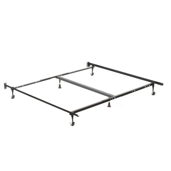 Queen/EKing/CKing Metal Adjustable Bed Frame with Center Support and 6 Rug Roller