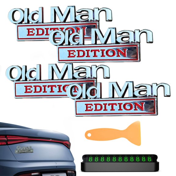 Queen Edition 3D Emblem Sticker, Old Man Edition Car Emblem Magnet, Queen Editions 3D Emblems Metal Sticker Badge Decal, Truck Emblems for Cars Truck Motorcycle